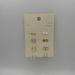 8 pc. Mixed Style Gold Earring Set-#2